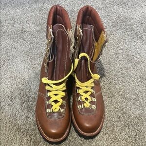 Mont Blanc Brown and Yellow Leather Boots